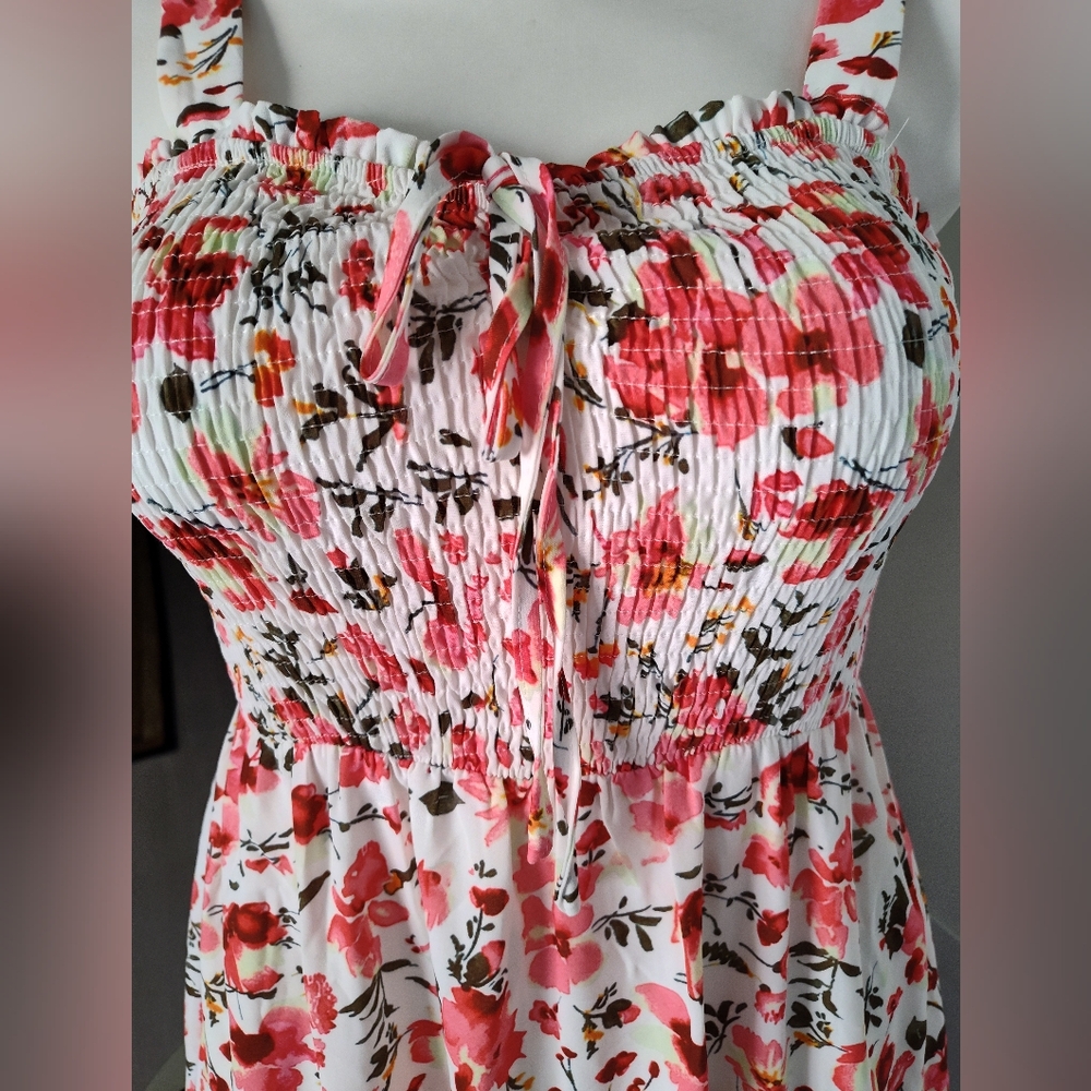 Grace Karin Summer Floral Smocked Summer Dress Sassy Flirty Sz Lg Unworn Cond - Picture 3 of 10